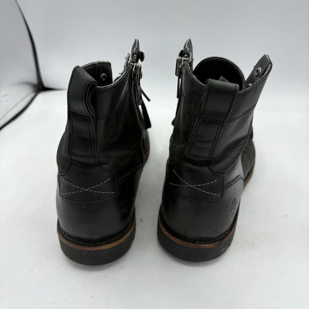 Timberland Boots Mens Size 10 Combat Black Leather Defender Repellent